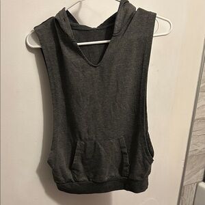 Women's Charcoal Gray Sleeveless Hoodie